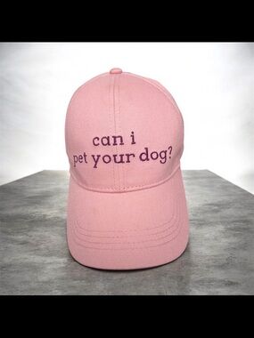 Sonoma Pink 'can i pet your dog?' Embroidered Baseball Cap